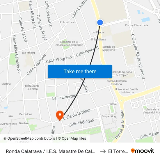 Ronda Calatrava / I.E.S. Maestre De Calatrava to El Torreón map