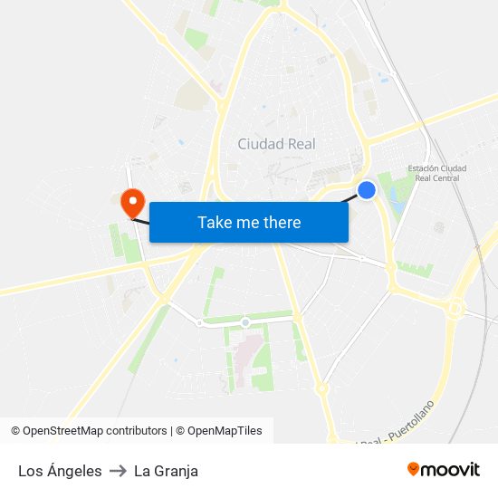 Los Ángeles to La Granja map
