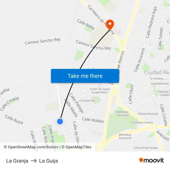 La Granja to La Guija map
