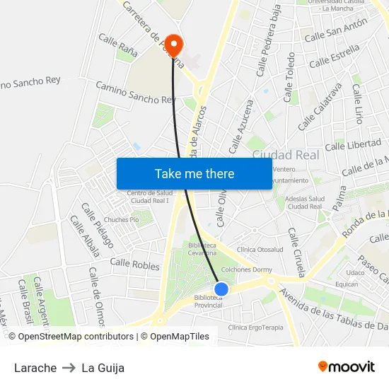 Larache to La Guija map