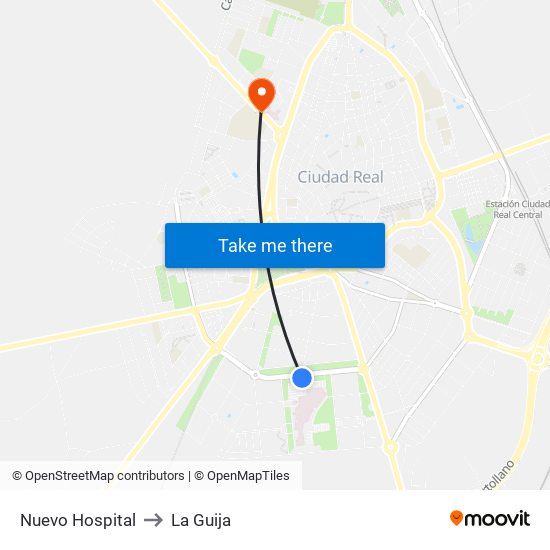 Nuevo Hospital to La Guija map