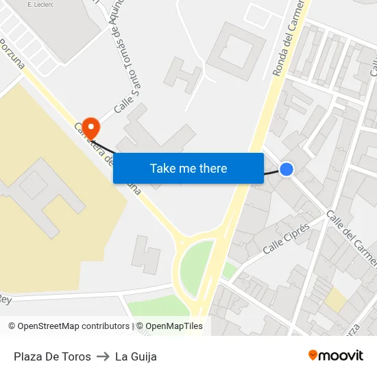 Plaza De Toros to La Guija map