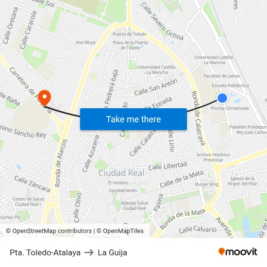 Pta. Toledo-Atalaya to La Guija map