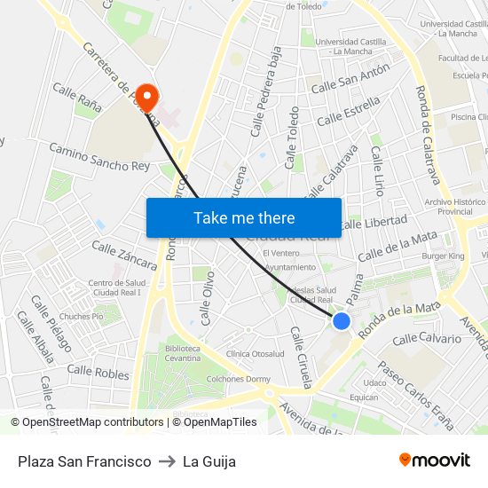 Plaza San Francisco to La Guija map