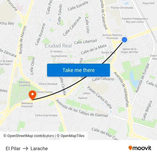 El Pilar to Larache map