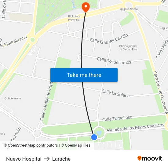 Nuevo Hospital to Larache map