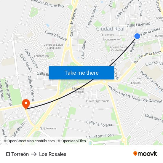 El Torreón to Los Rosales map