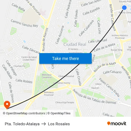 Pta. Toledo-Atalaya to Los Rosales map