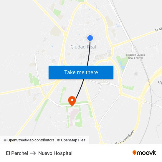El Perchel to Nuevo Hospital map