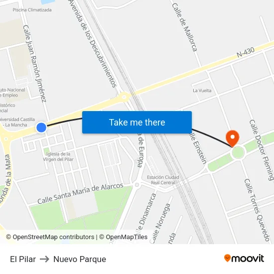 El Pilar to Nuevo Parque map
