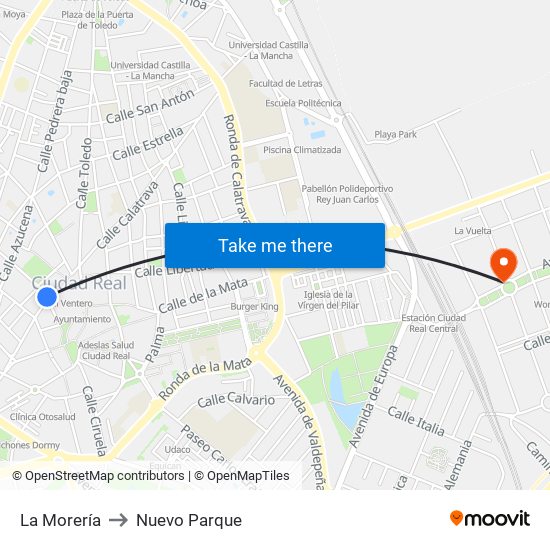 La Morería to Nuevo Parque map