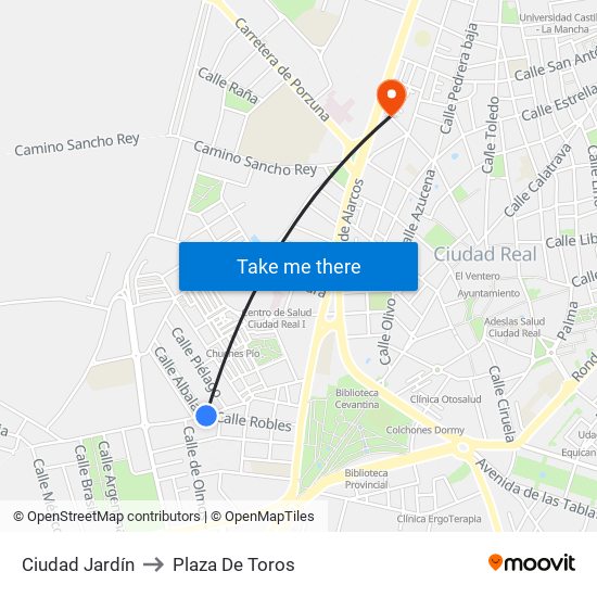 Ciudad Jardín to Plaza De Toros map