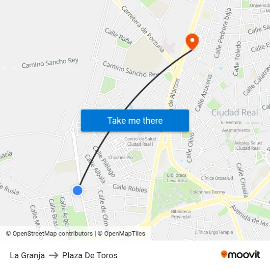 La Granja to Plaza De Toros map