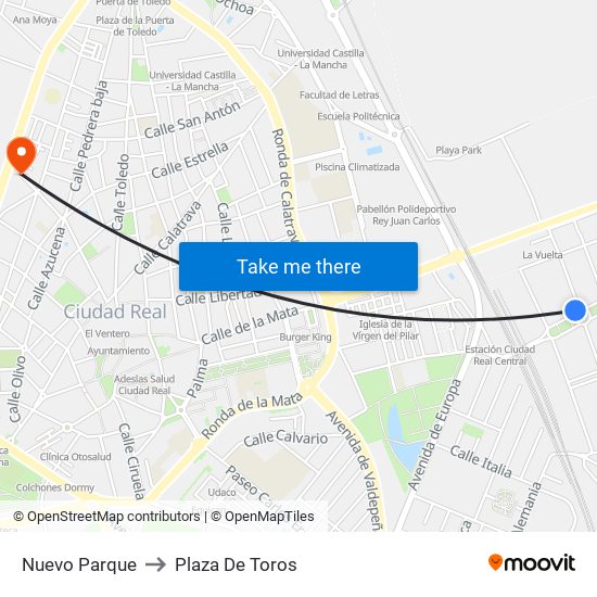 Nuevo Parque to Plaza De Toros map