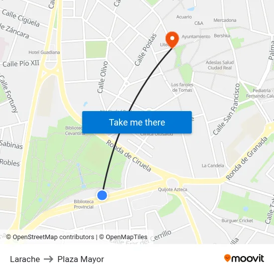 Larache to Plaza Mayor map