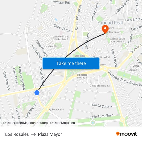 Los Rosales to Plaza Mayor map