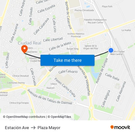 Estación Ave to Plaza Mayor map