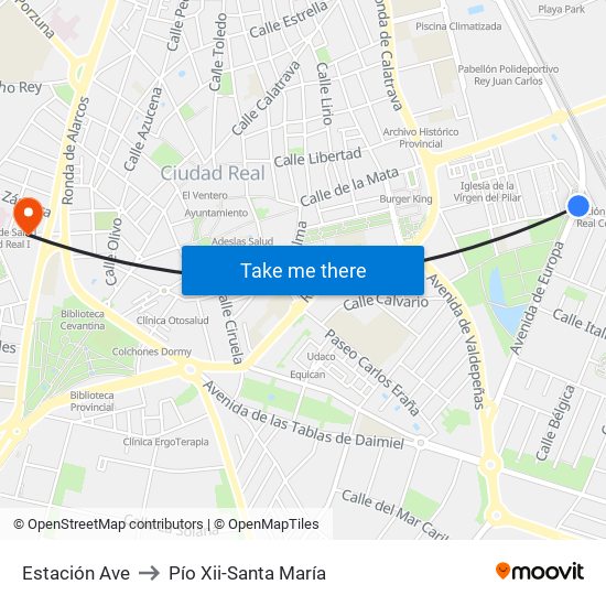 Estación Ave to Pío Xii-Santa María map