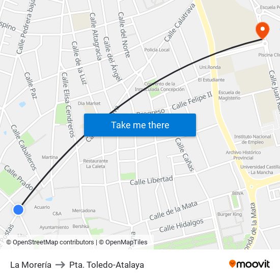 La Morería to Pta. Toledo-Atalaya map