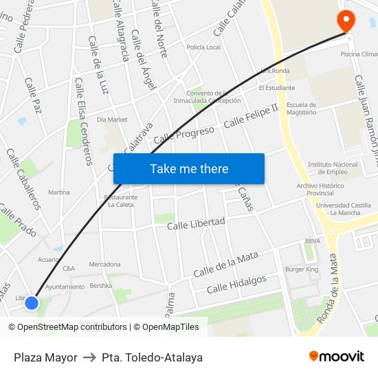 Plaza Mayor to Pta. Toledo-Atalaya map