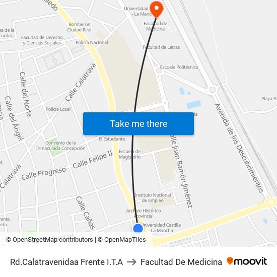 Rd.Calatravenidaa Frente I.T.A to Facultad De Medicina map