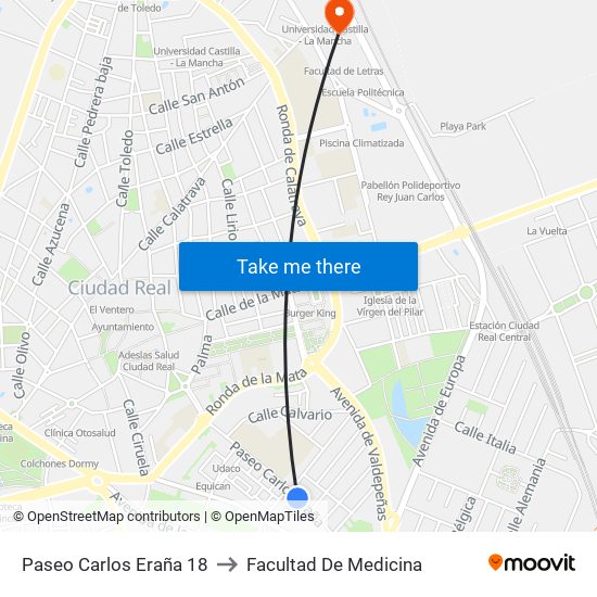 Paseo Carlos Eraña 18 to Facultad De Medicina map