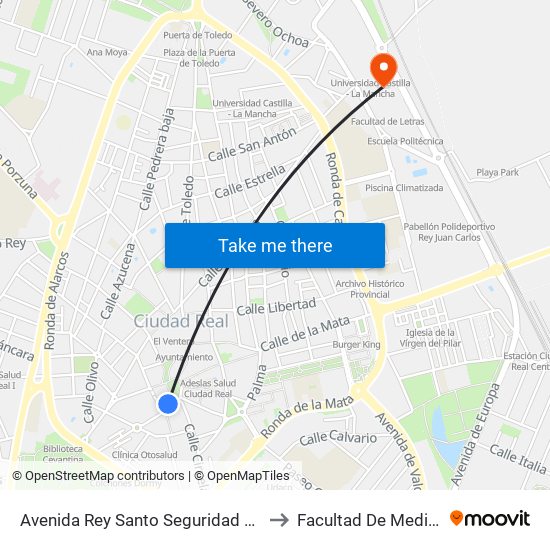 Avenida Rey Santo Seguridad Social to Facultad De Medicina map