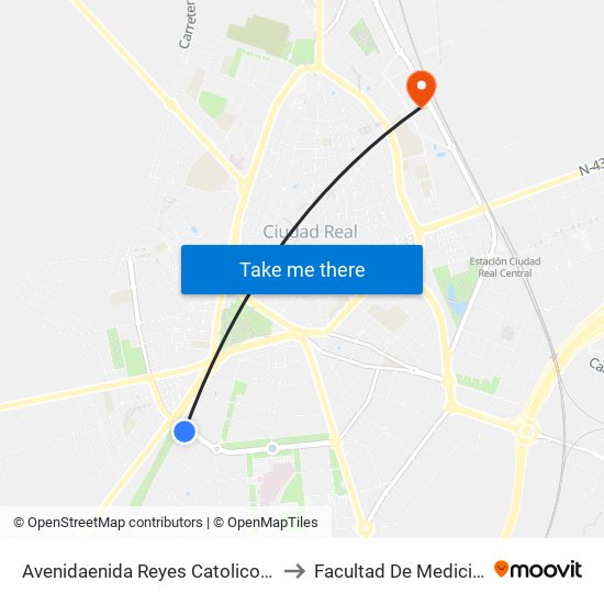 Avenidaenida Reyes Catolicos 5 to Facultad De Medicina map