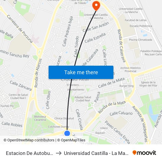 Estacion De Autobuses to Universidad Castilla - La Mancha map