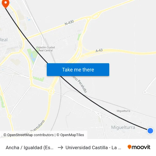 Ancha / Igualdad (Esquina) to Universidad Castilla - La Mancha map