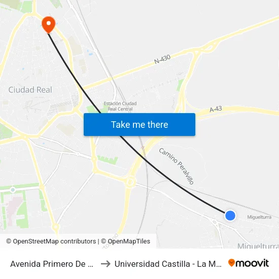 Avenida Primero De Mayo to Universidad Castilla - La Mancha map