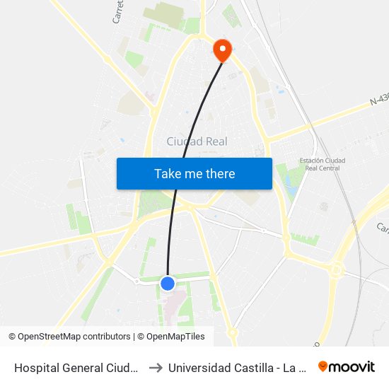 Hospital General Ciudad Real to Universidad Castilla - La Mancha map