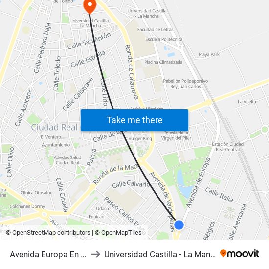 Avenida Europa En Dia to Universidad Castilla - La Mancha map