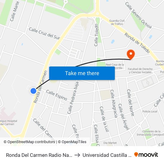 Ronda Del Carmen Radio Nacional Española to Universidad Castilla - La Mancha map