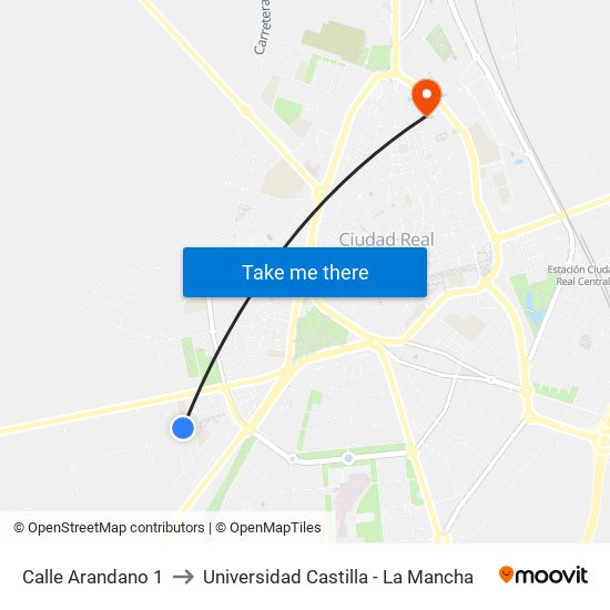 Calle Arandano 1 to Universidad Castilla - La Mancha map