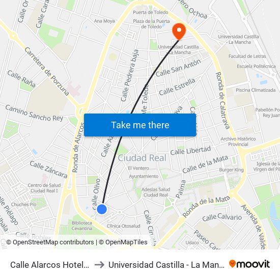 Calle Alarcos  Hotel Nh to Universidad Castilla - La Mancha map