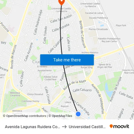 Avenida Lagunas Ruidera Con Pais Valenciano to Universidad Castilla - La Mancha map