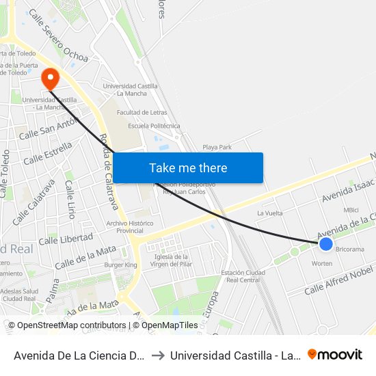 Avenida De La Ciencia Decathlon to Universidad Castilla - La Mancha map