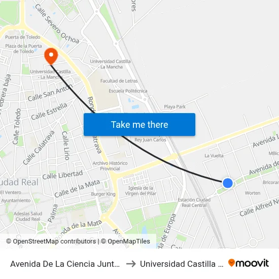 Avenida De La Ciencia Junto Concesionario to Universidad Castilla - La Mancha map