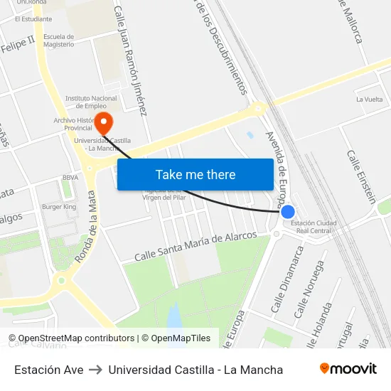 Estación Ave to Universidad Castilla - La Mancha map