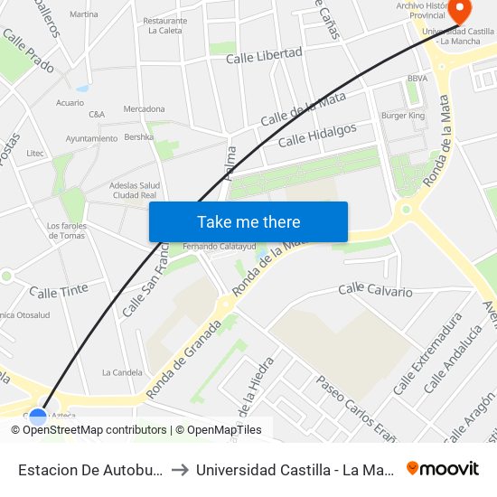 Estacion De Autobuses to Universidad Castilla - La Mancha map