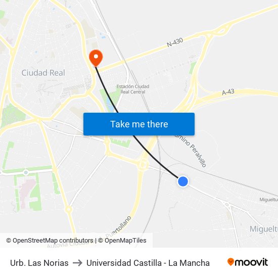 Urb. Las Norias to Universidad Castilla - La Mancha map