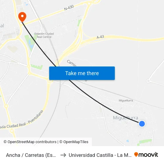 Ancha / Carretas (Esquina) to Universidad Castilla - La Mancha map