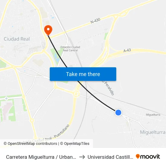 Carretera Miguelturra / Urbanización 2000 (Frente) to Universidad Castilla - La Mancha map
