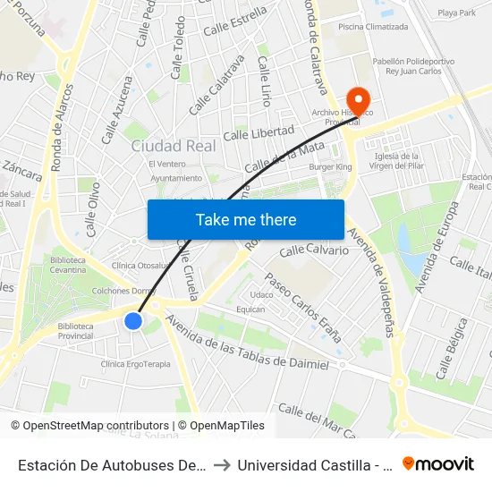 Estación De Autobuses De Ciudad Real to Universidad Castilla - La Mancha map