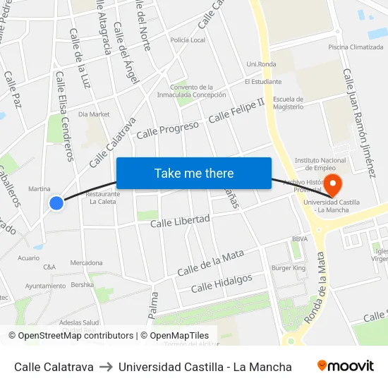 Calle Calatrava to Universidad Castilla - La Mancha map