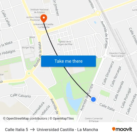 Calle Italia 5 to Universidad Castilla - La Mancha map
