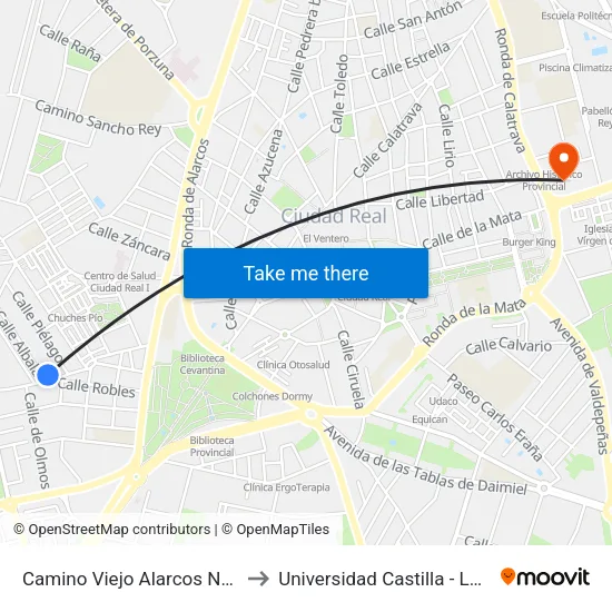 Camino Viejo Alarcos Numero 14 to Universidad Castilla - La Mancha map