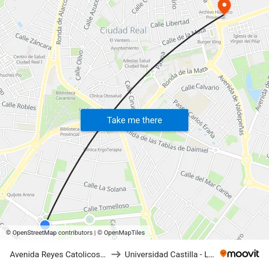 Avenida Reyes Catolicos Numero 7 to Universidad Castilla - La Mancha map