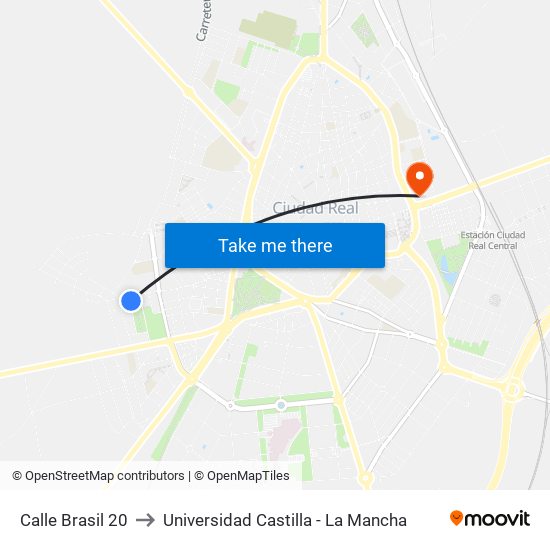 Calle Brasil 20 to Universidad Castilla - La Mancha map
